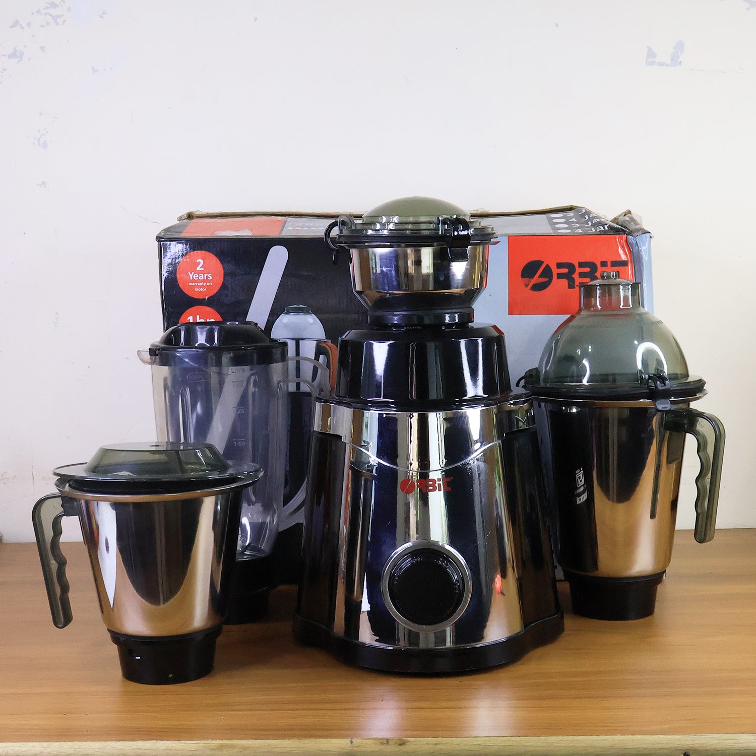 Wukusy Orbit heavy duty 1 Hp mixer grinder with four multipurpose jars for home kitchen use, powerful and durable appliance