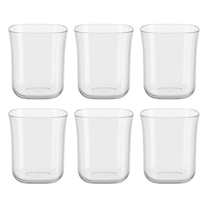 Set of six Wukusy Supermom plastic mojito glasses, 300ml capacity, clear and lightweight for casual entertaining.