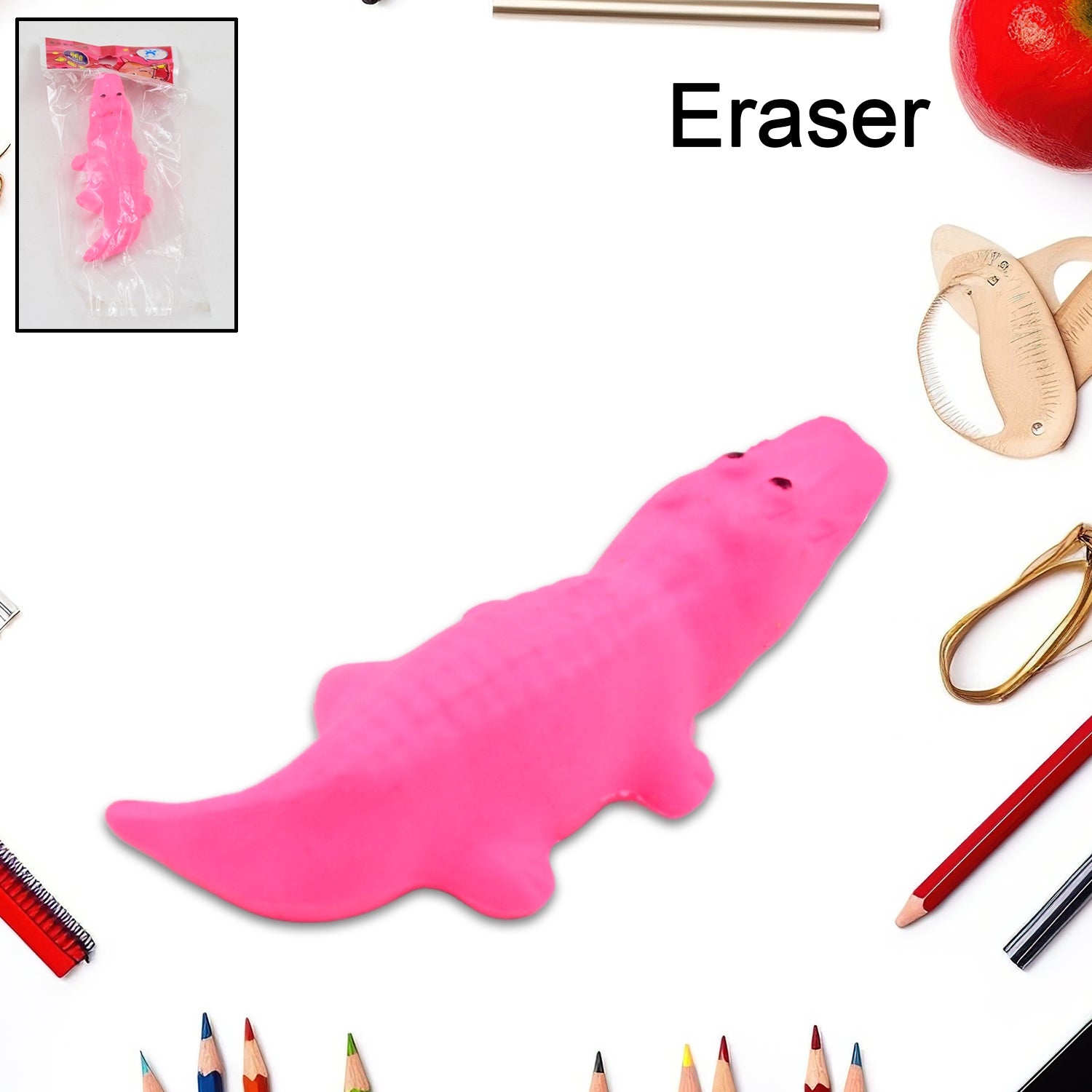 Wukusy animal design eraser featuring colorful mixed animal characters, ideal for office or school use.