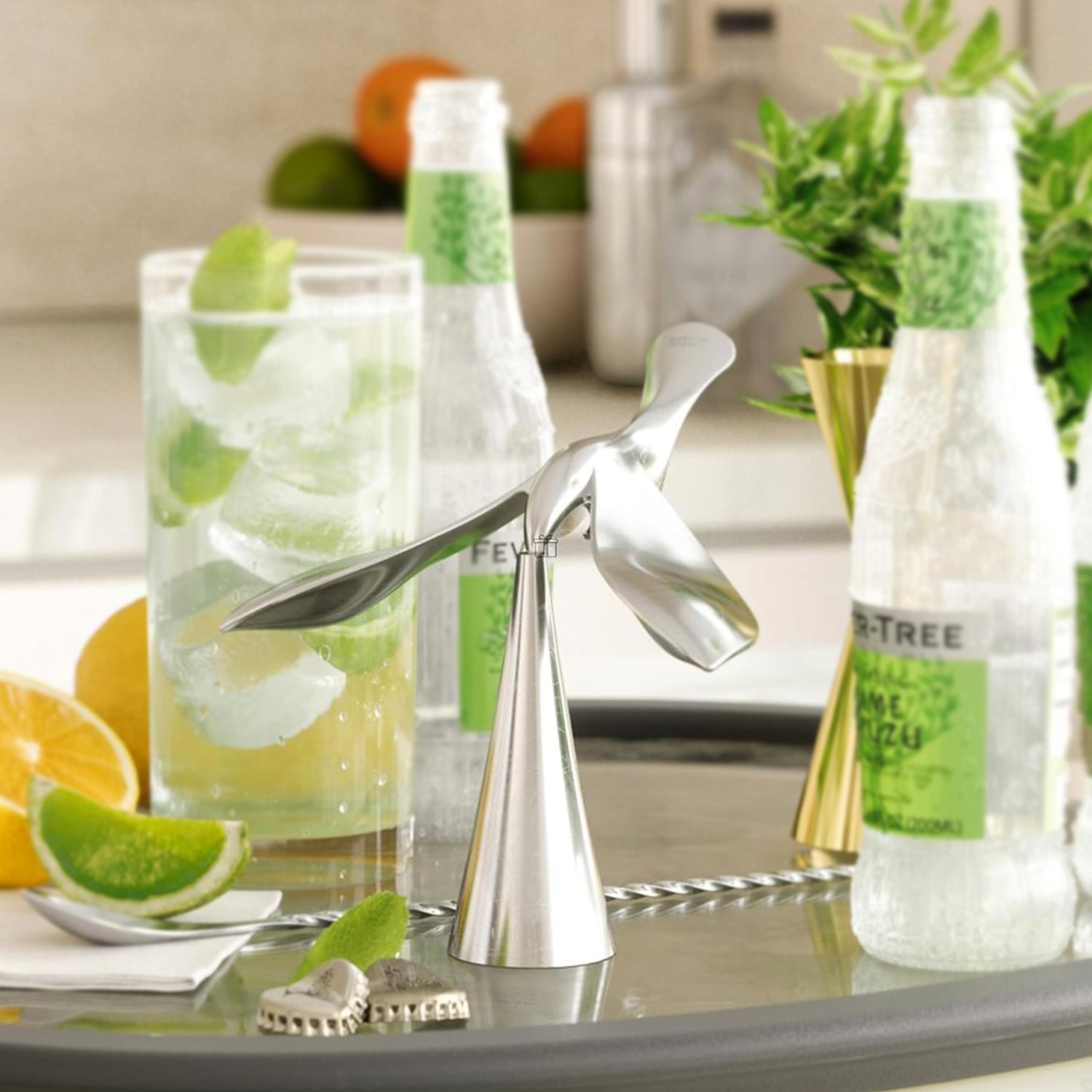 Bird-shaped manual bottle opener toy by Wukusy, featuring a tumbler balance design, perfect as a fun play accessory.