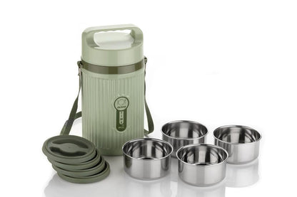 Drpshippr insulated tiffin box with plastic outer and steel inner containers, set of four for home and kitchen use