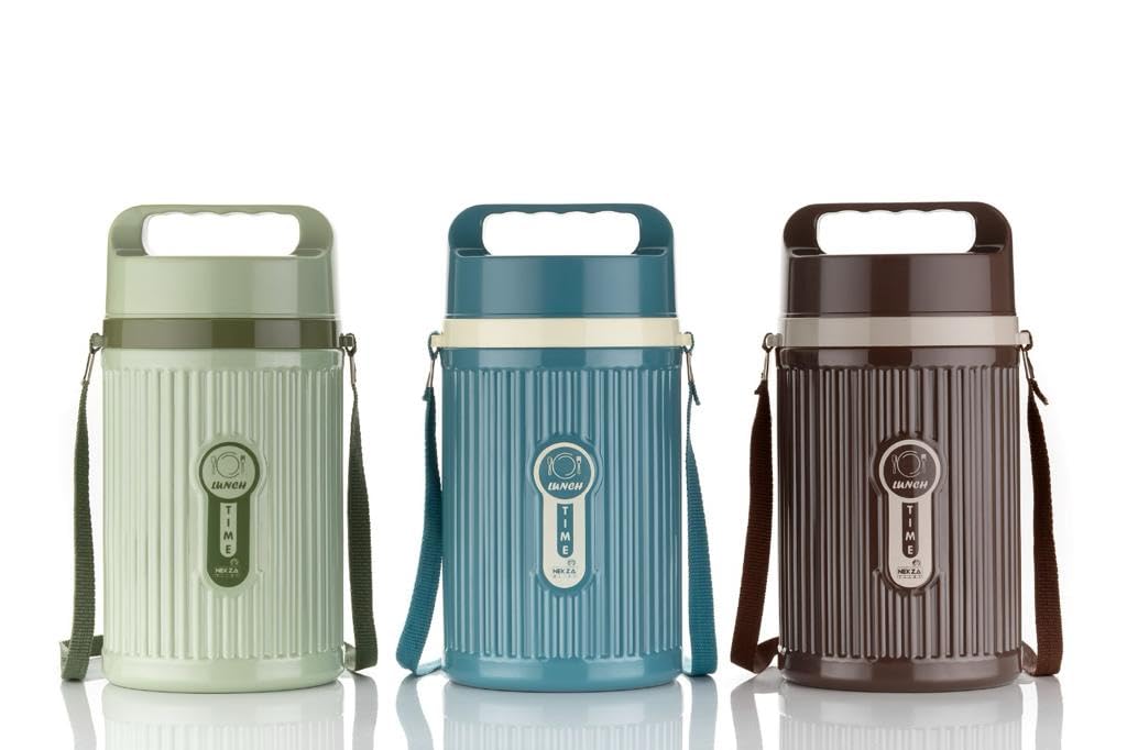 Drpshippr insulated tiffin box with plastic outer and steel inner containers, includes four steel containers for home and kitchen use.