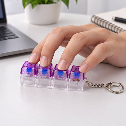 Keyboard Switch Clicky Keychain With Four Keys And Metal Clasp For Bags (1 Pc)