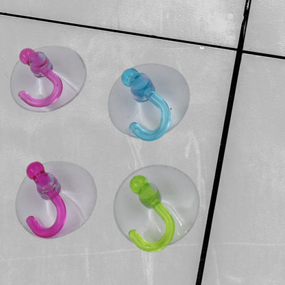 Set of 12 transparent rubber vacuum sucker hooks with strong suction cups, ideal for hanging lightweight items.