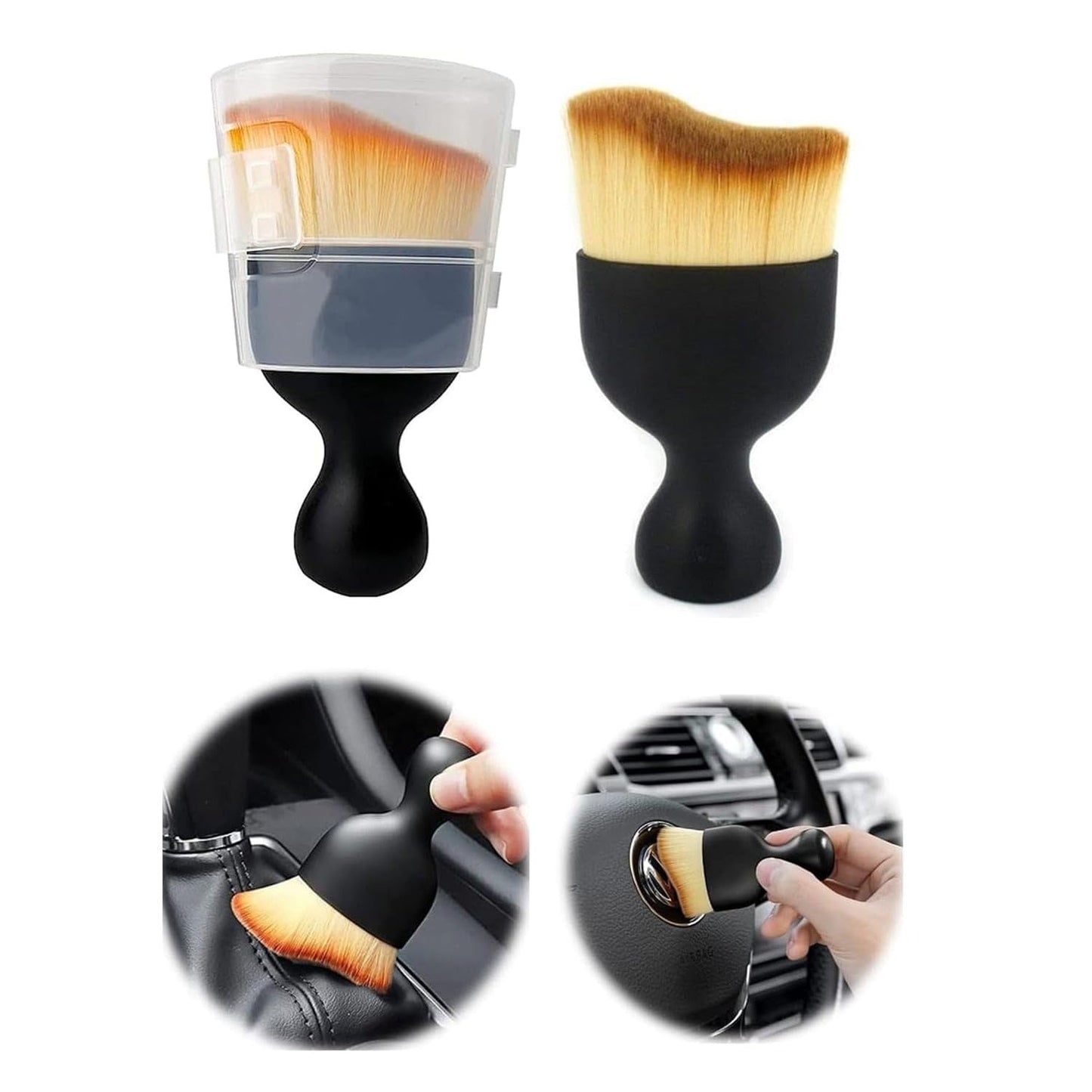 Wukusy car cleaning kit with retractable duster, soft interior brush, AC vent cleaner, and microfiber cloth for vehicle detailing