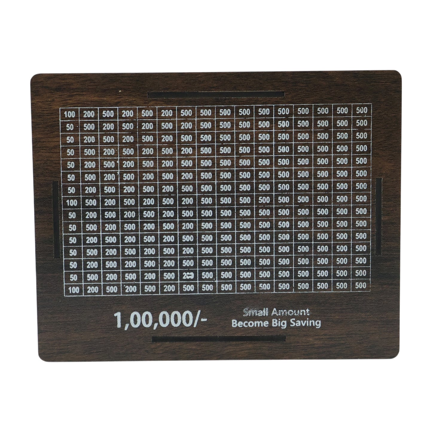 Wooden big piggy bank money saving box by Wukusy, featuring a cute pig design and a slot for coins, on a wooden surface.