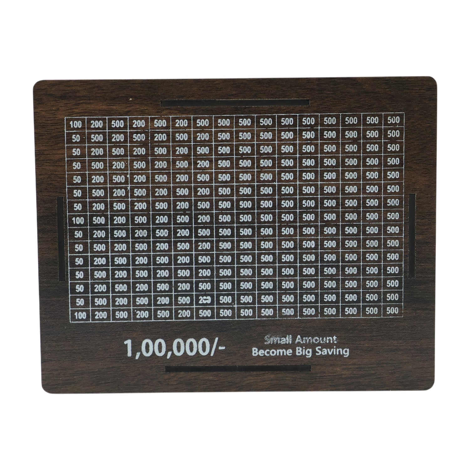 Wooden big piggy bank money saving box by Wukusy, featuring a cute pig design and a slot for coins, on a wooden surface.
