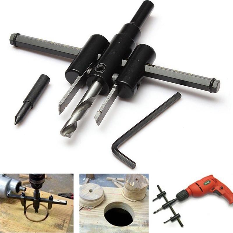 Wukusy 447 adjustable circle hole saw drill bit cutter with 20 cutting blades for precise circular cuts in various materials.