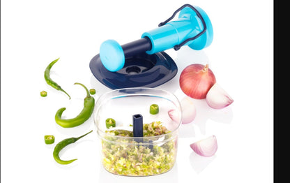 Manual push chopper with six stainless steel blades, ideal for home and kitchen food prep, by Drpshippr.