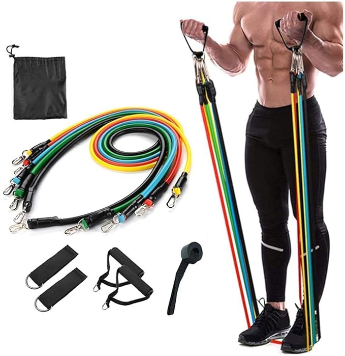 Set of 4485 exercise resistance bands and tubes for workout, fitness, and gym use, suitable for men and women.
