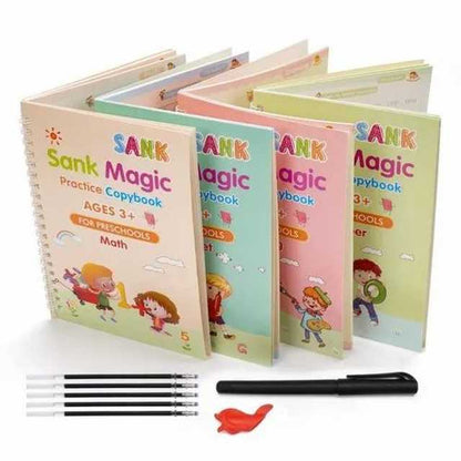 Magic Practice Copybook set by 4485, includes 4 magic kits books and 10 refills for practicing magic tricks.