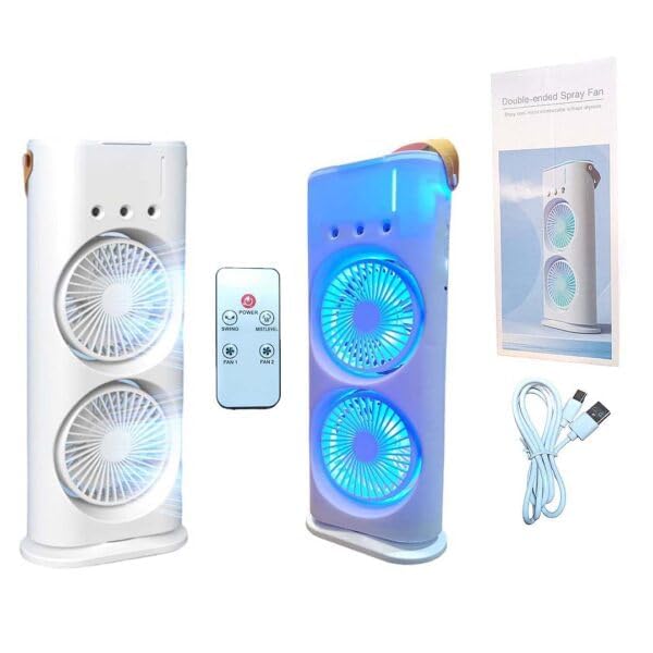 Mini desk fan with mist spray by 4485, USB rechargeable portable cooling fan for office and travel use.