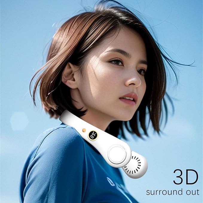 Multicolor 4485 mini bladeless neckband fan for cooling, rechargeable USB portable air conditioner and ventilator for summer.