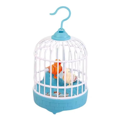 Colorful talking bird cage toy for kids with light, music, and voice control, featuring a mini birdcage design by 4485.