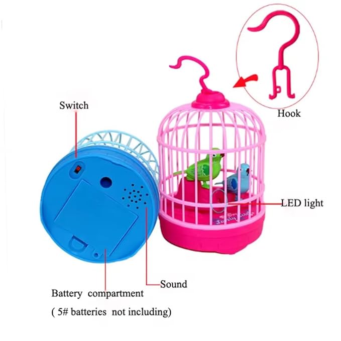 Colorful Talking Bird Cage for Kids by 4485 featuring light, music, and voice control in a mini birdcage design.