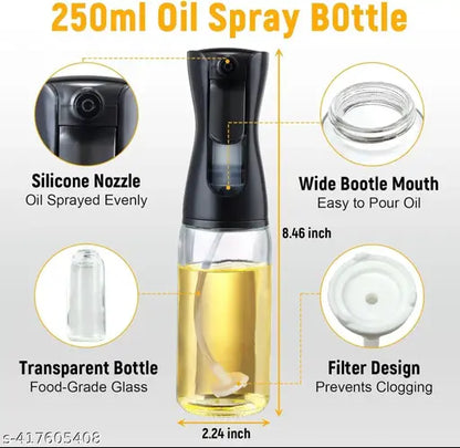Advanced glass oil sprayer for cooking, salads, BBQs, baking, and air fryers, featuring a durable, clear glass bottle with a spray nozzle.