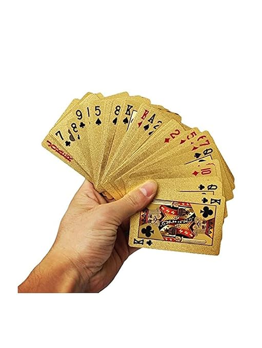 Gold diamond playing cards for magic and poker, featuring dollar design, compact pack of 1 by 4485 for night out fun and Teen Patti.