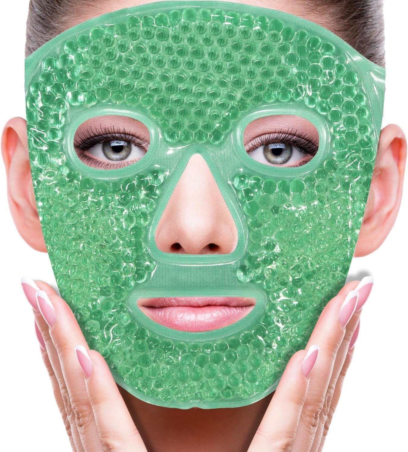 4485 Cool Gel Full Face Mask PPE, summer ice cooling sleeping mask with breathable material and adjustable straps.