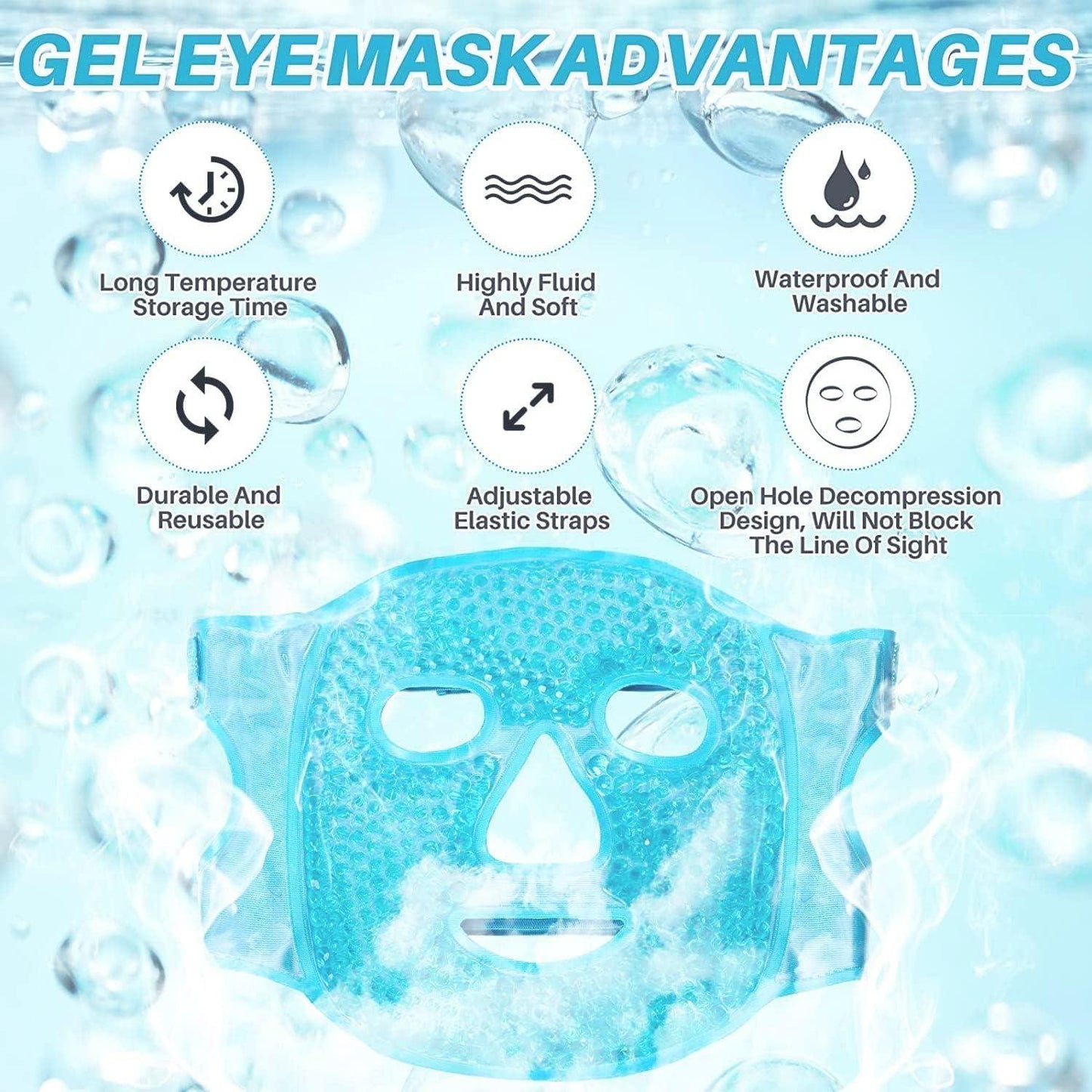 4485 cool gel full face mask for summer, ice cooling sleeping mask, PPE mask designed for comfort and cooling relief.