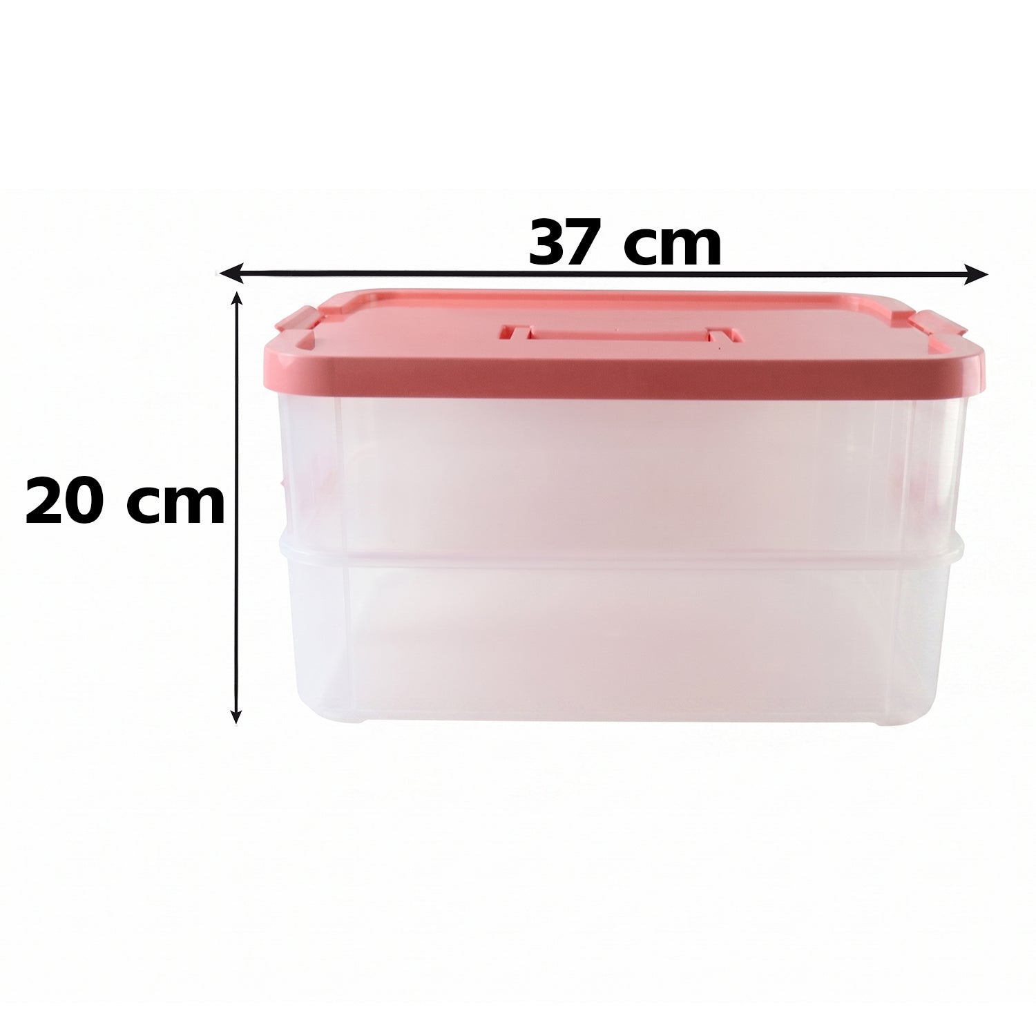 Clear plastic storage box with lid, 2-layer stackable organizer by Wukusy, ideal for organizing household or office items.