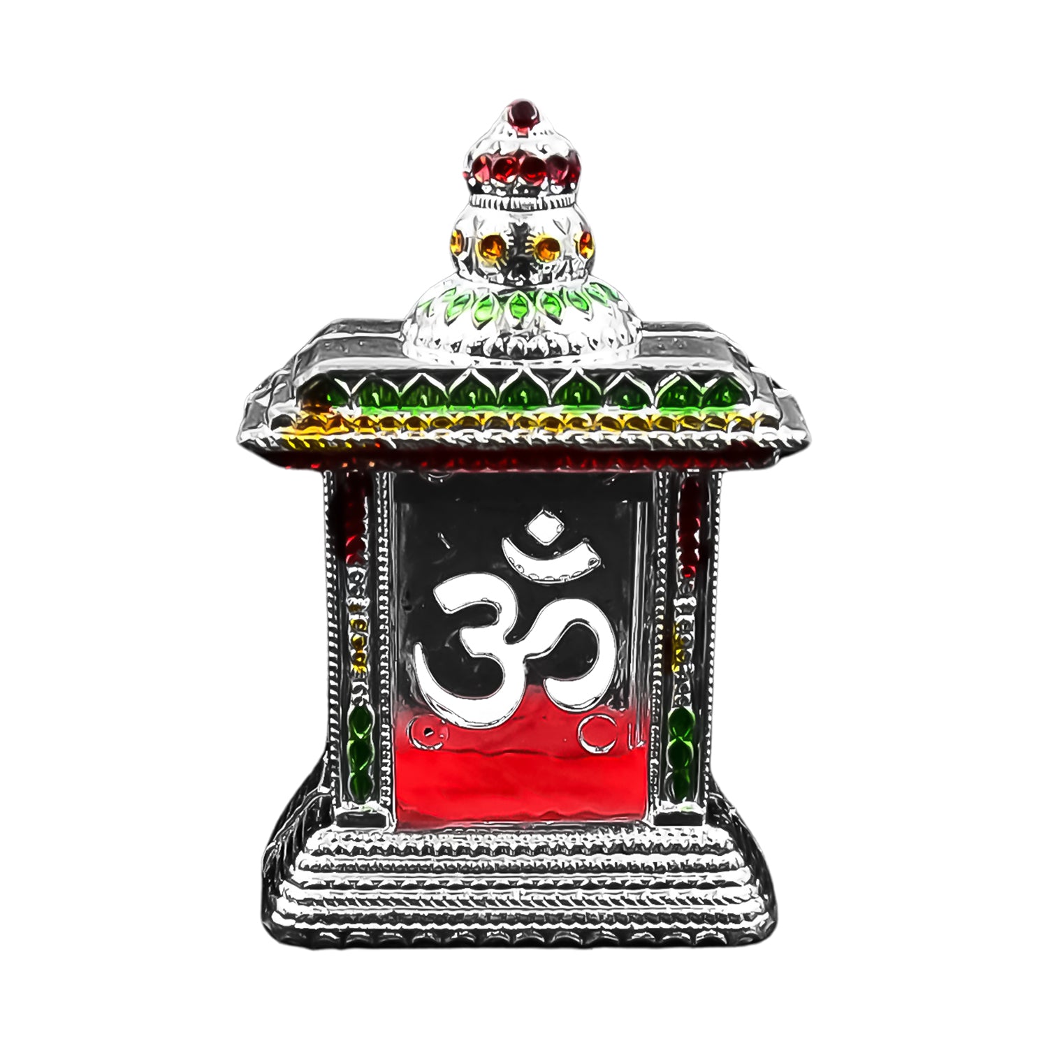 Wukusy small adhesive Om temple car dashboard ornament, spiritual home decor accessory, with intricate Om symbol design.