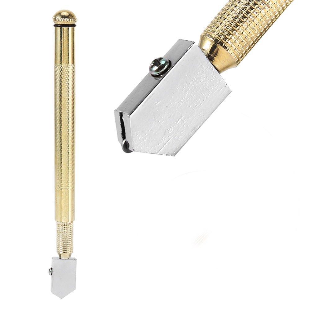 Wukusy 458 metal glass cutter in gold finish with ergonomic handle for precise glass cutting, ideal for DIY and professional use.