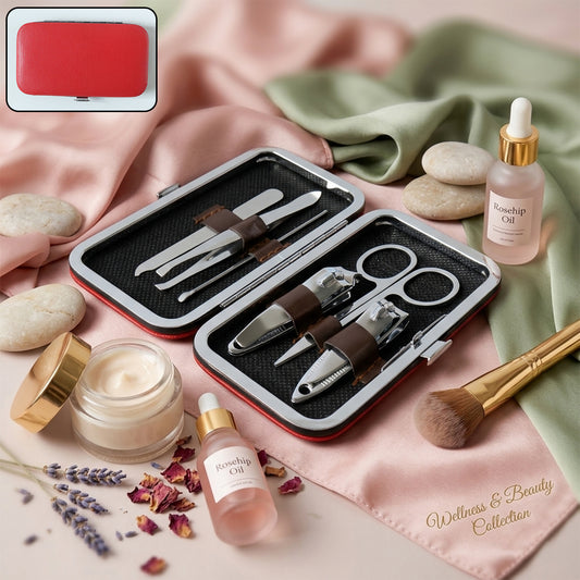 Wukusy 6-in-1 professional manicure and pedicure nail grooming kit with multiple tools for nail care and grooming.