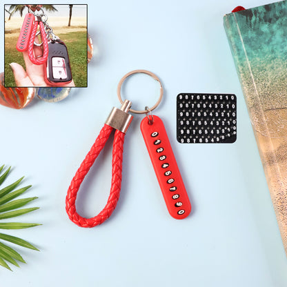 Wukusy anti-lost keychain with attached number plate for quick identification and secure key organization.
