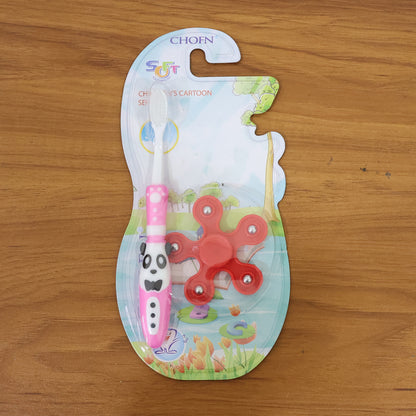 Kids toothbrush and fidget spinner toy set by Wukusy, featuring a colorful toothbrush and spinning toy for children.