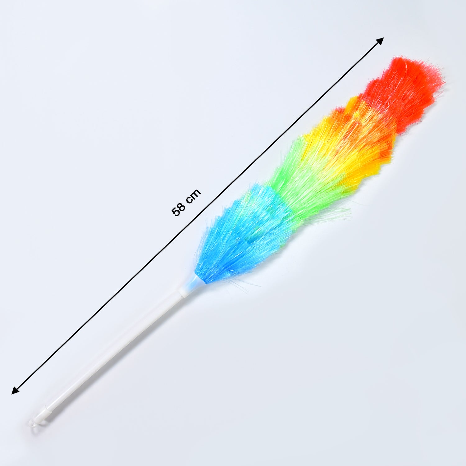 Wukusy Colorful Feather Microfiber Duster for cleaning and dusting, showing a lightweight dusting stick and brush with vibrant feathers.
