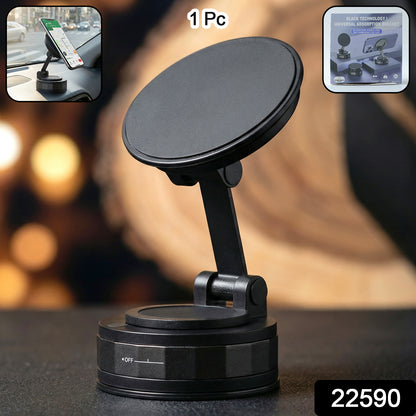 Wukusy premium magnetic mobile holder stand attached to a car dashboard holding a smartphone securely.