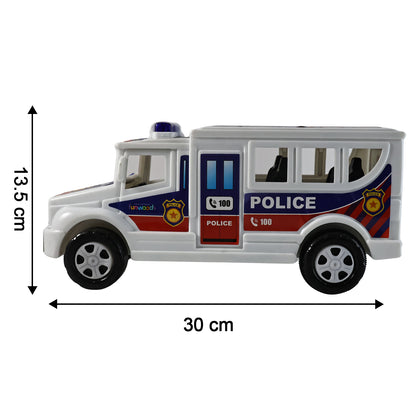 Wukusy Funwoods Police Van Toy, colorful plastic toy vehicle with police design, suitable for children.