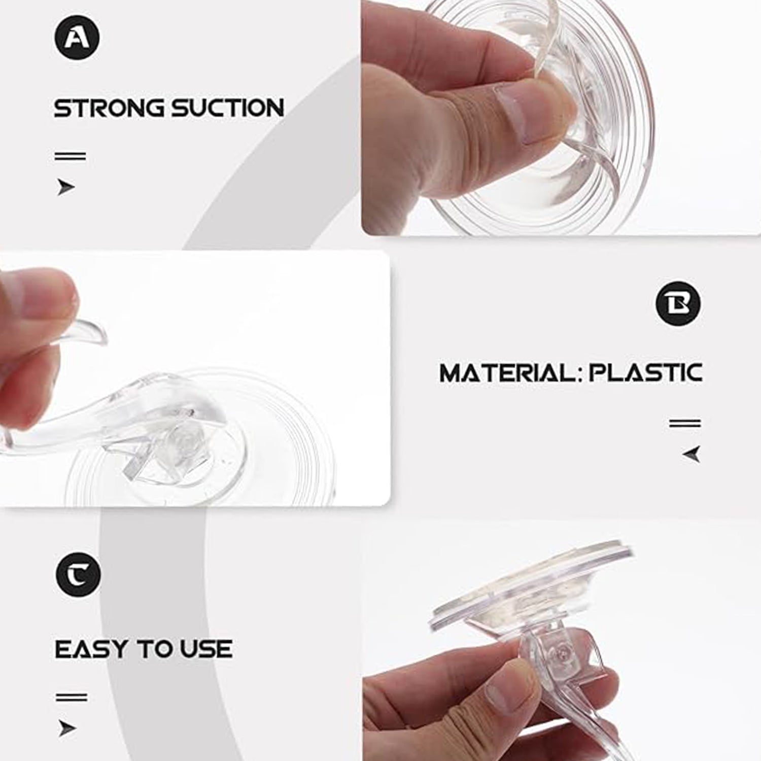 Plastic suction cup hook by Wukusy, mounted on a smooth surface, used for hanging lightweight items in home and kitchen spaces.
