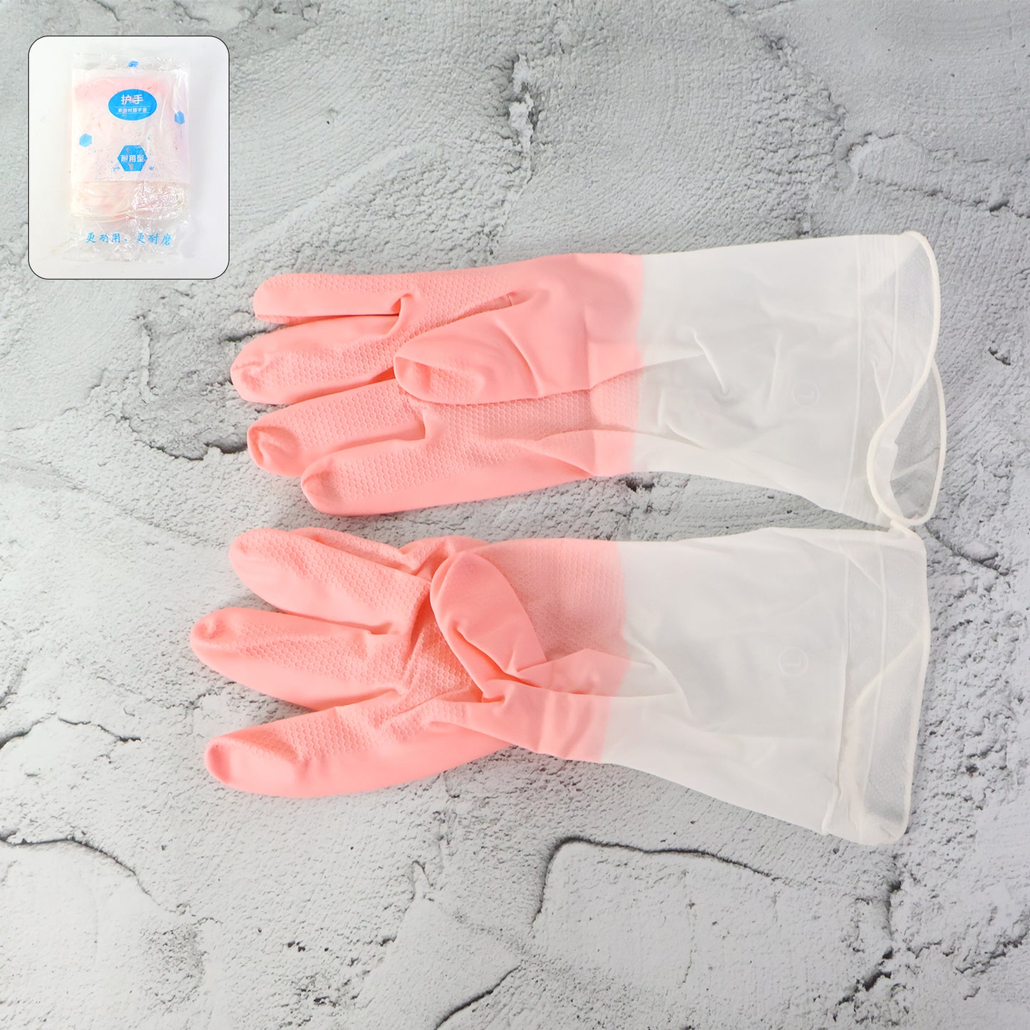 Pair of large reusable household cleaning gloves by Wukusy, durable health care gloves for household cleaning tasks.