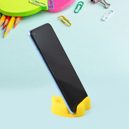 Colorful apple-shaped plastic mobile stand with pen holder, compact and multi-functional for desk organization by Wukusy.