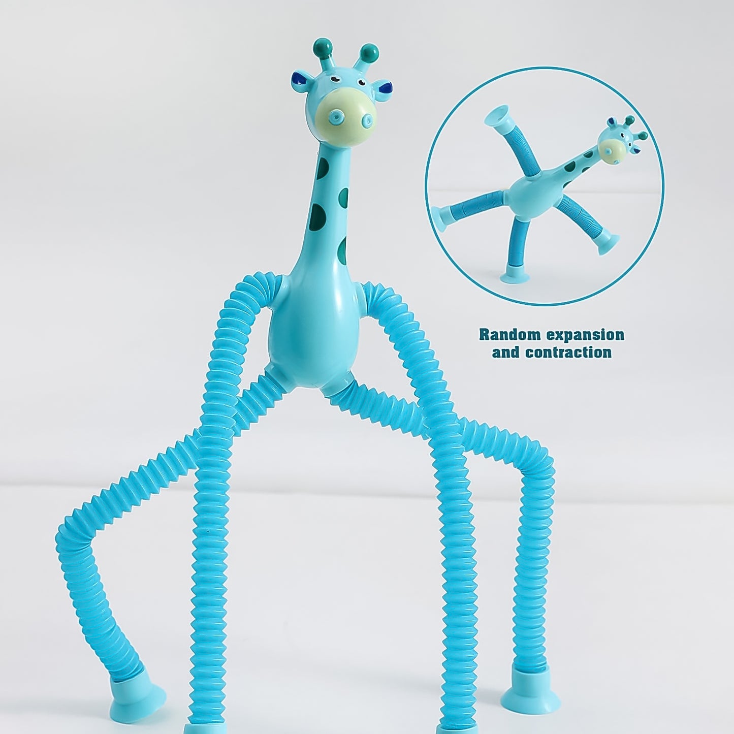Wukusy LED Giraffe telescopic suction cup toy with bright lights, designed for children to attach on smooth surfaces.
