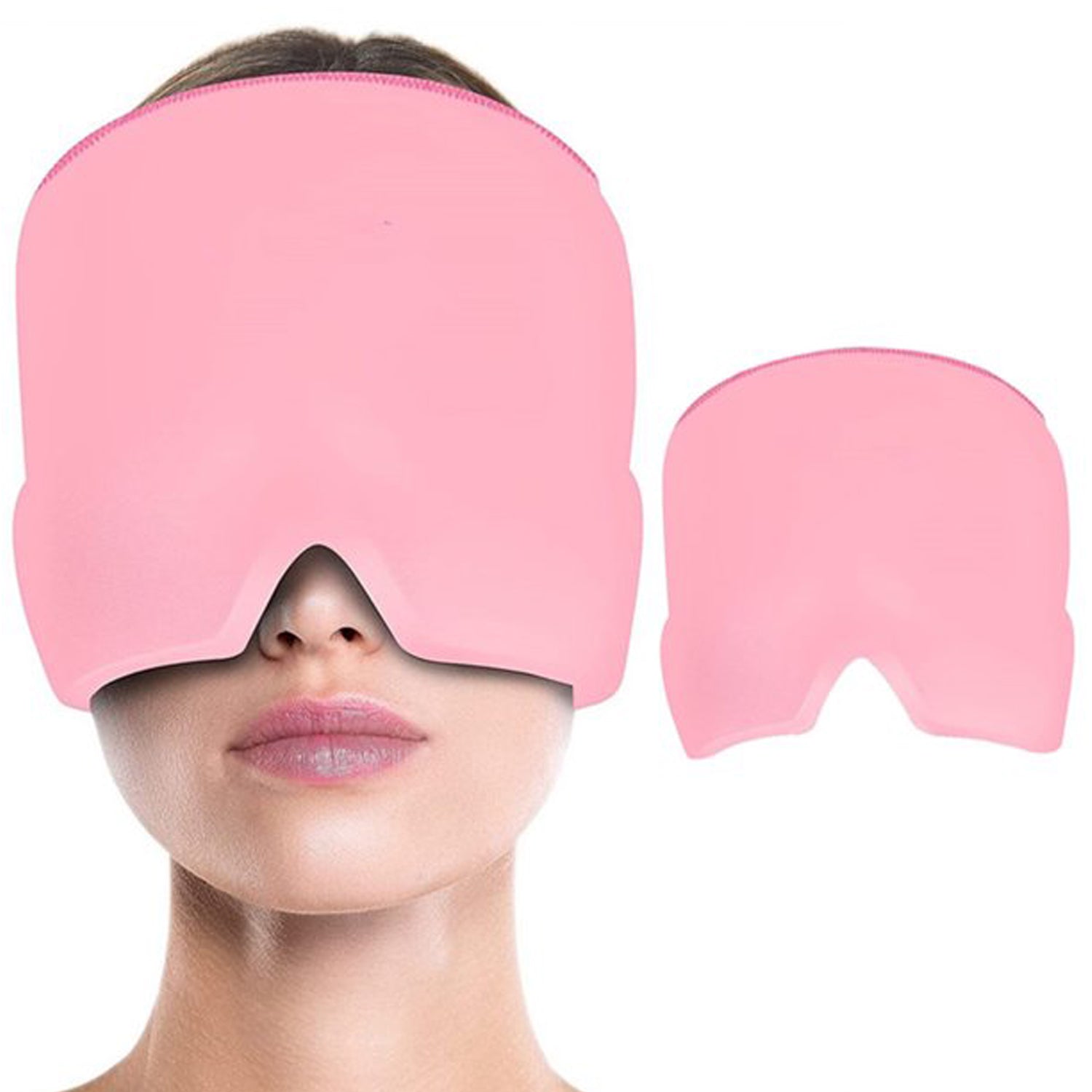 Wukusy headache relief hat with ice head wrap for migraine, tension, sinus pain, and puffiness, designed for stress and eye comfort.