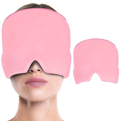 Wukusy headache relief hat with ice head wrap for migraine, tension, sinus pain, and puffiness, designed for stress and eye comfort.