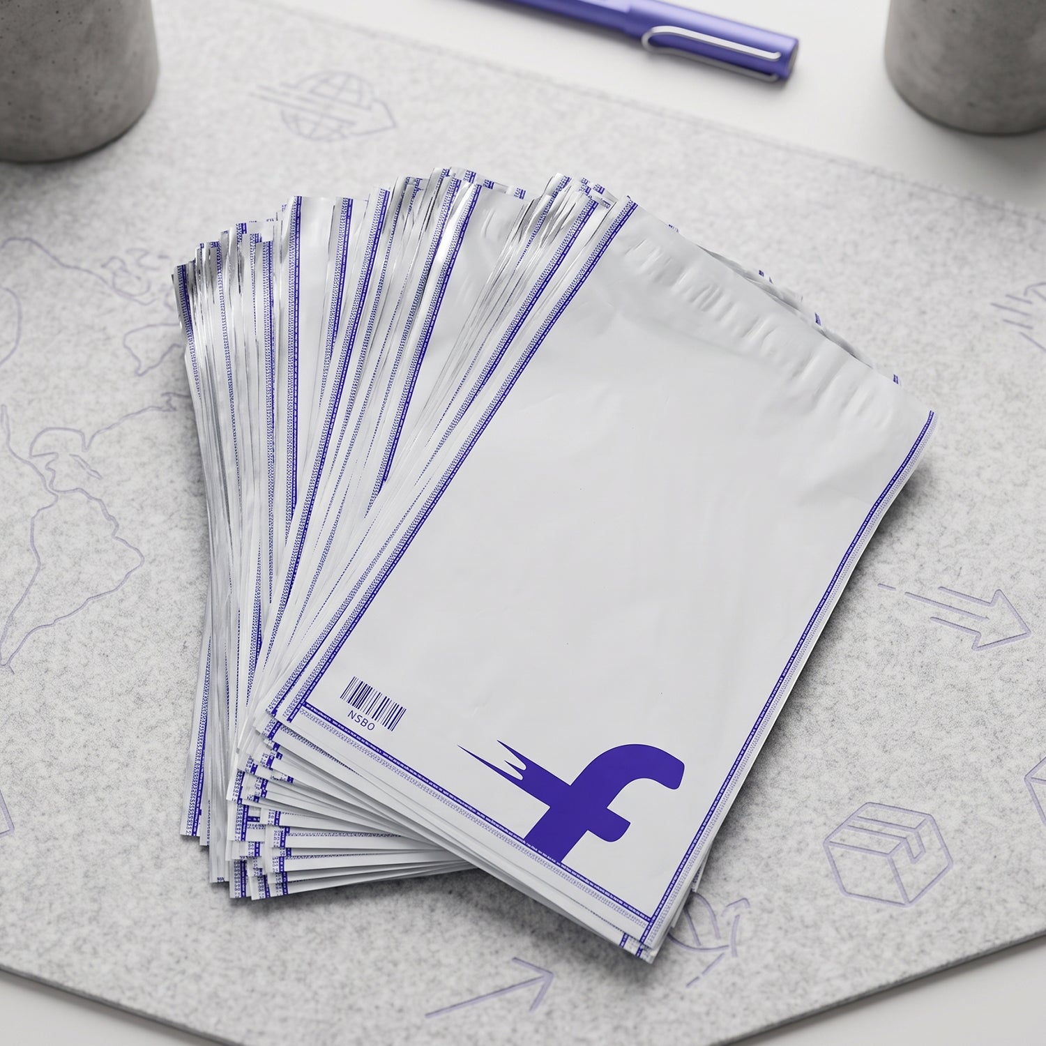 Set of 100 Wukusy tamper-proof courier polybags, 6.5 x 8 inches, durable and secure packaging for shipments.