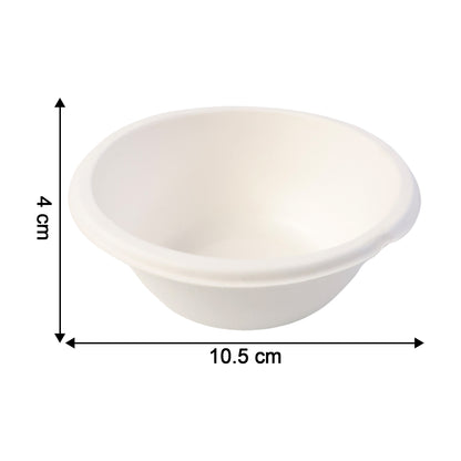Wukusy Freshee 180ml round compostable bagasse bowls, set of 10, eco-friendly disposable kitchenware for home use.