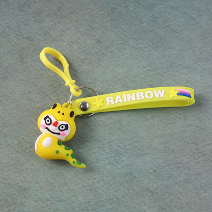 Cute cartoon dinosaur keychain from Wukusy, featuring a colorful, playful dinosaur design on a keyring.