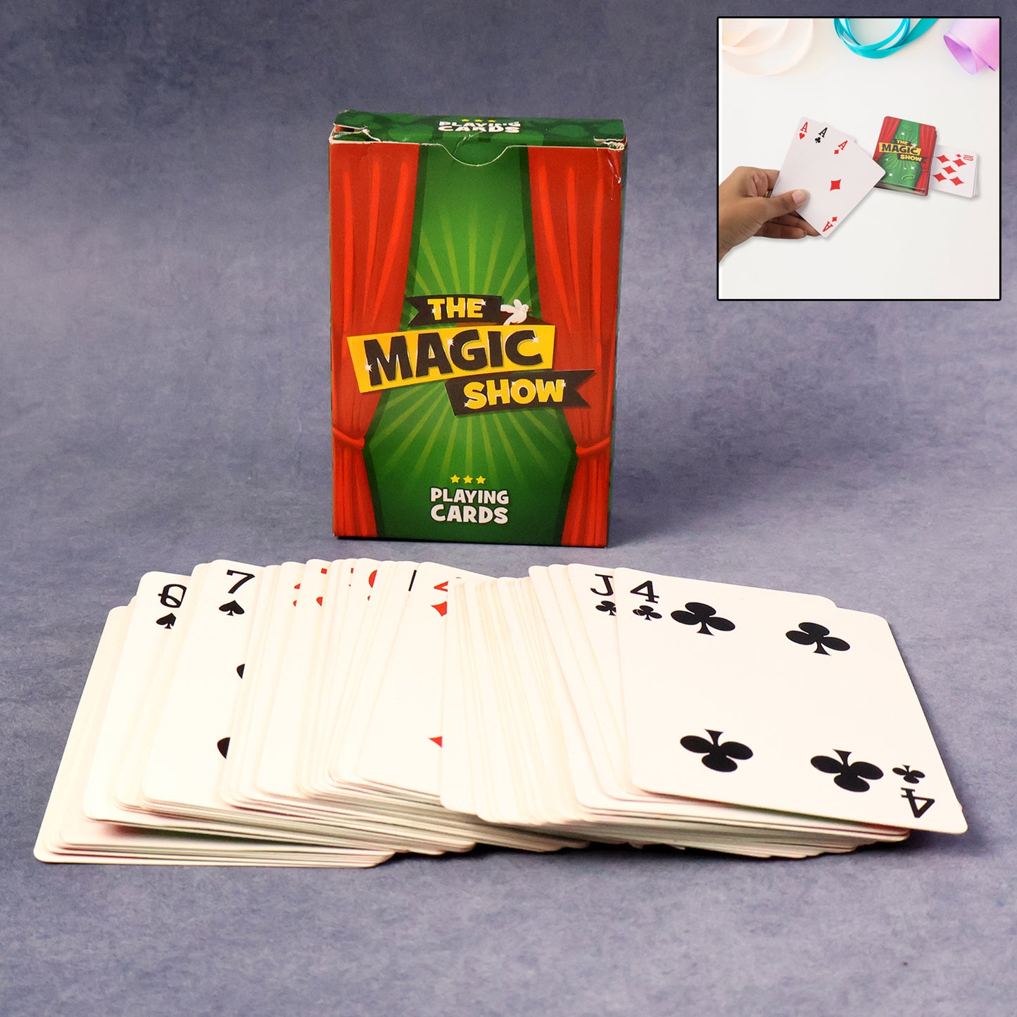 Wukusy Premium Magic Show Playing Cards set featuring vibrant, glossy cards ideal for magic tricks and card enthusiasts.