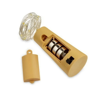 Wukusy wine bottle cork string light with multi LED bulbs on copper wire, 2m cable, battery operated, white light, home decor accessory