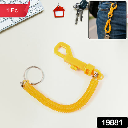 Wukusy coiled retractable keychain with metal clip, compact home improvement accessory for key organization and easy access.