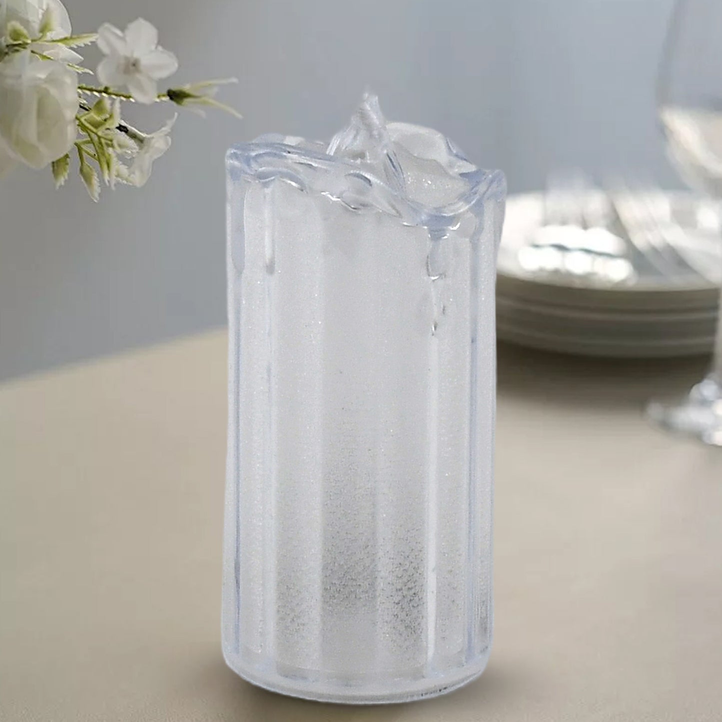 Set of four Wukusy flameless LED tea light candles with flickering, smokeless electronic design for home decor.