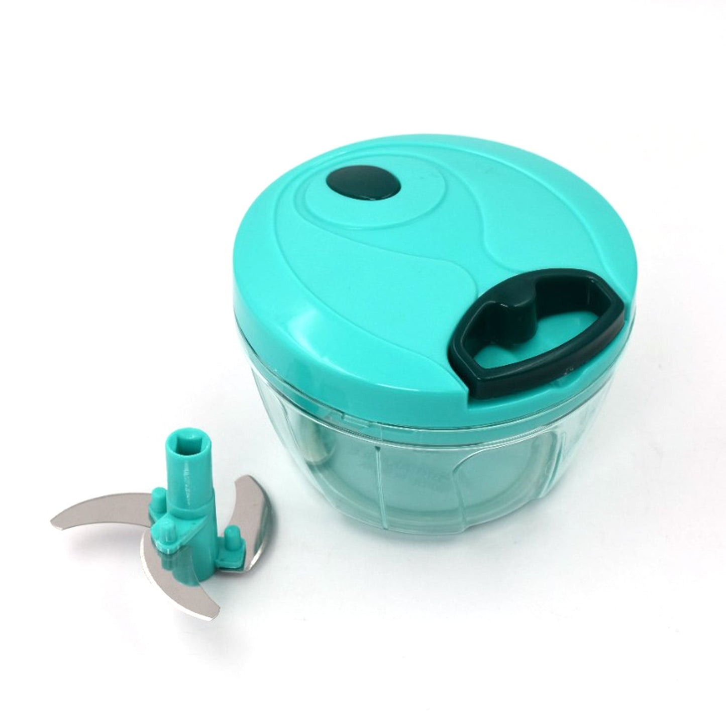 Wukusy 5959 Handy Mini Plastic Vegetable Chopper with 3 blades for onions, vegetables, and kitchen prep.