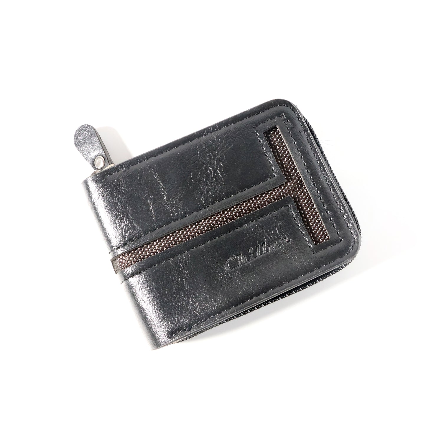 Wukusy compact zip-around card holder wallet for men and women, featuring multiple card slots and a secure zipper closure.