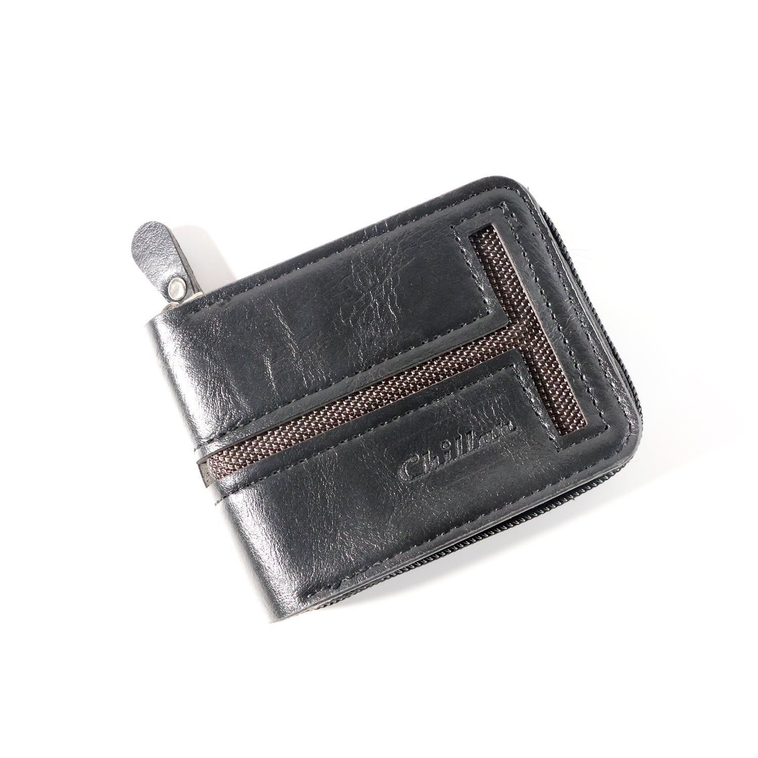 Wukusy compact zip-around card holder wallet for men and women, featuring multiple card slots and a secure zipper closure.