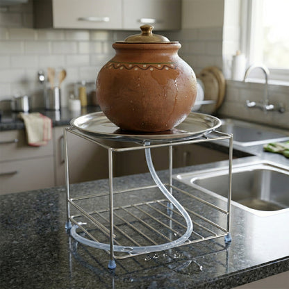 Wukusy heavy duty stainless steel multipurpose utensils stand with four compartments for kitchen utensils.