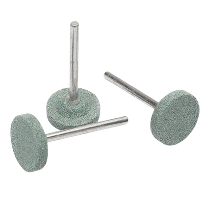 Set of three Wukusy grinding head abrasive tools mounted on stones for home improvement projects, durable and versatile for grinding tasks.